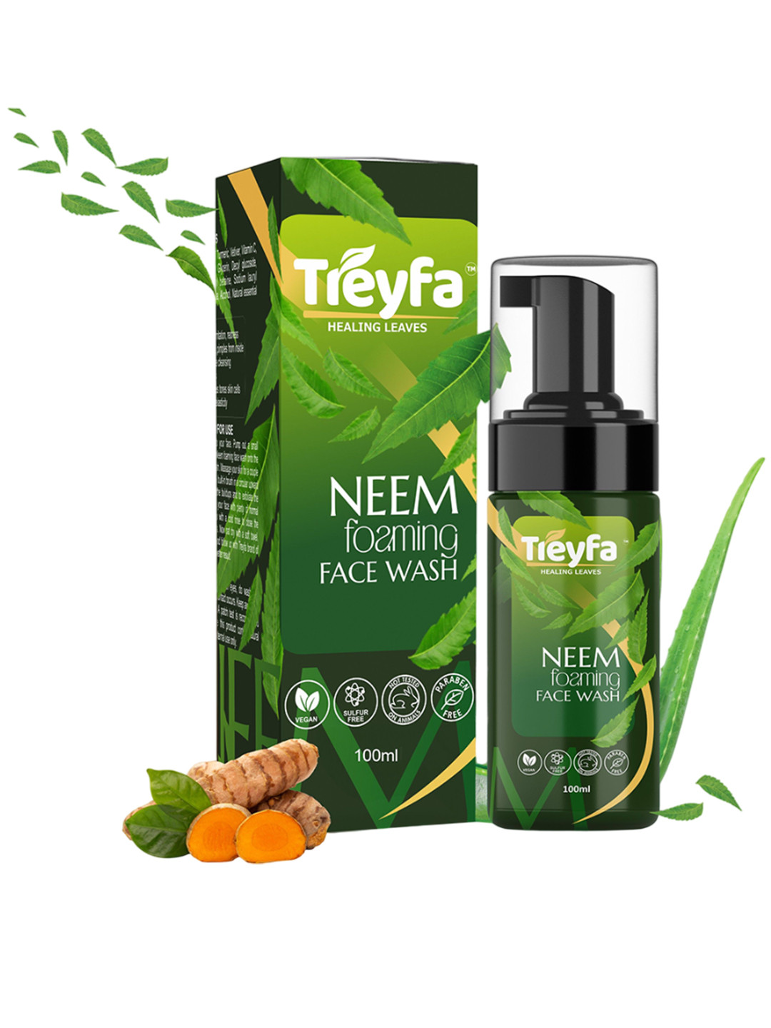 Treyfa Neem Foaming Face Wash With Aloe Vera & Tea Tree - 100 ml