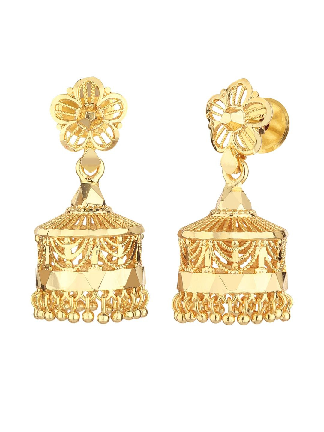 FirstBlush Floral Jhumka  Gold-Tone Screw-Back Earrings