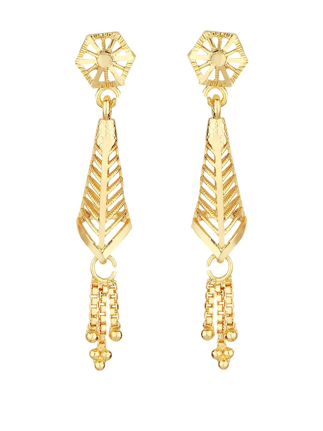 FirstBlush Gold Plated Geometric Chevron Dangler Drop Earrings