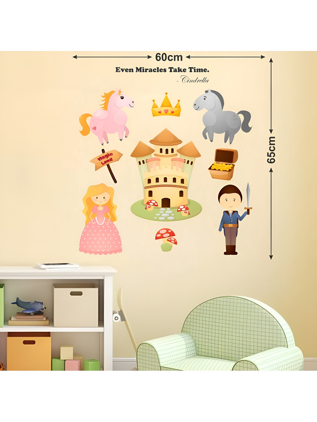 LANSTICK Pink & Blue Splash-Proof Eco-Friendly Cindrella Wallpaper