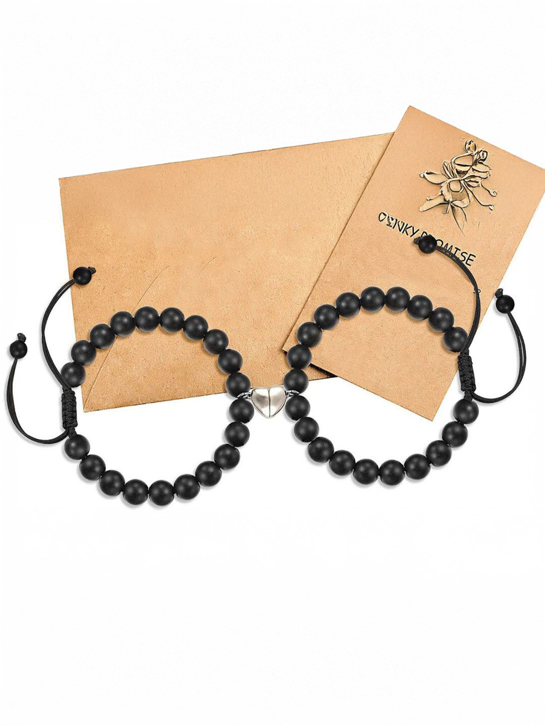 Ringzinnie Set Of 2 Stainless Steel Artificial Beaded Magnetic Bracelets