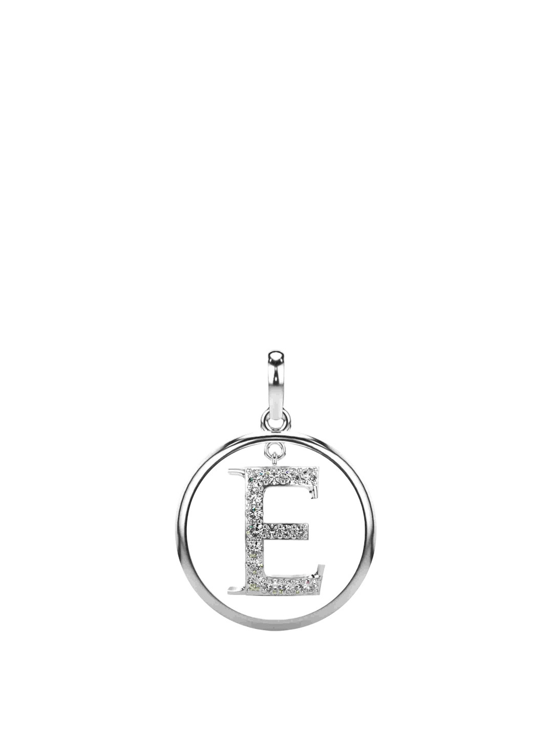VALANOVA 18K White Gold Plated 0.33Ct Lab Grown Diamond Alphabet E Pendant