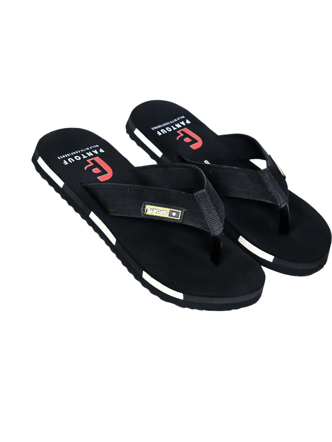 PANTOUF Men Black Flip Flops