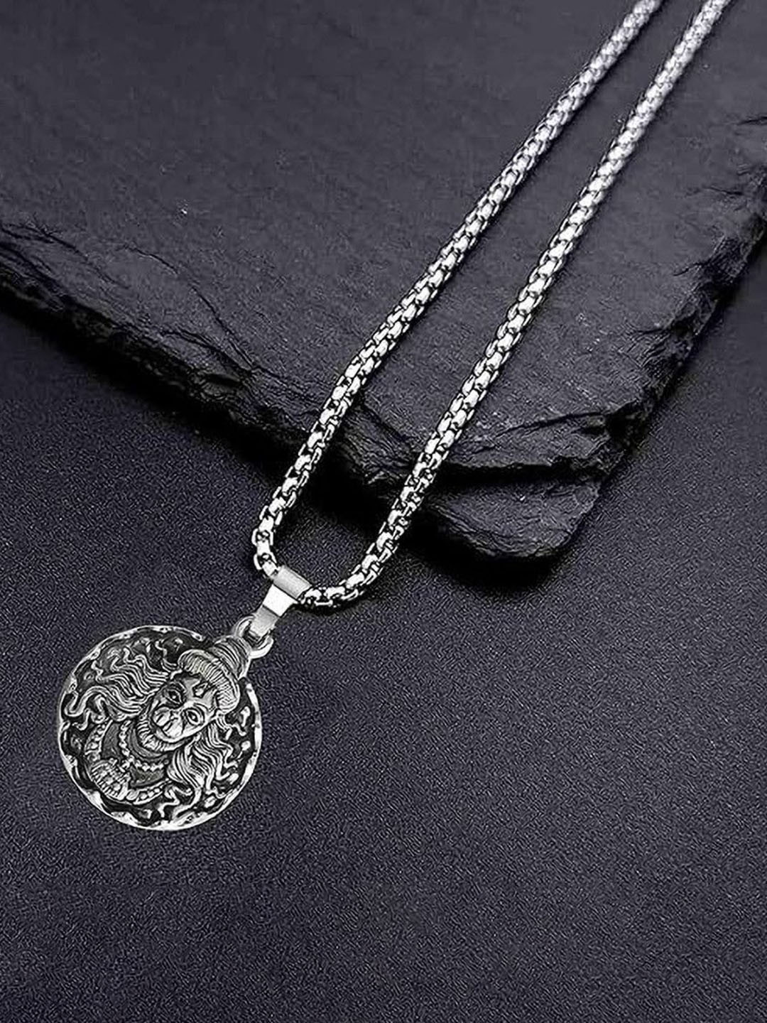 Ringzinnie Unisex Stainless Steel Hanuman Ji Circular Pendant