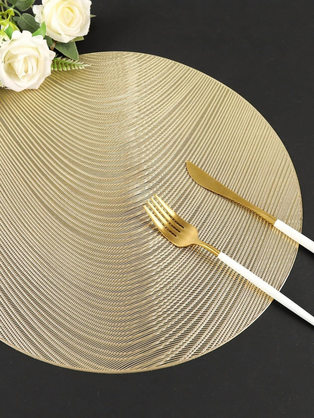 Dakshya Industries 2-Pcs Yellow Textured Table Placemat