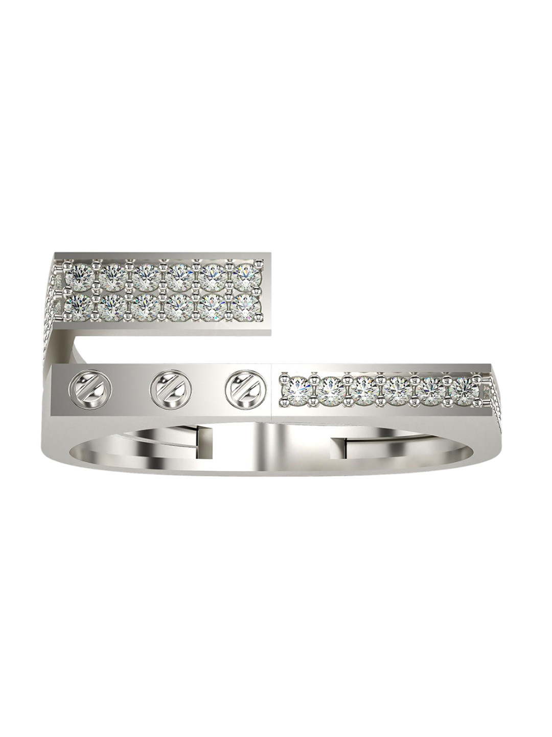 VALANOVA Sterling Silver White Gold Plated 0.35 Ct Lab Grown Diamond Ring