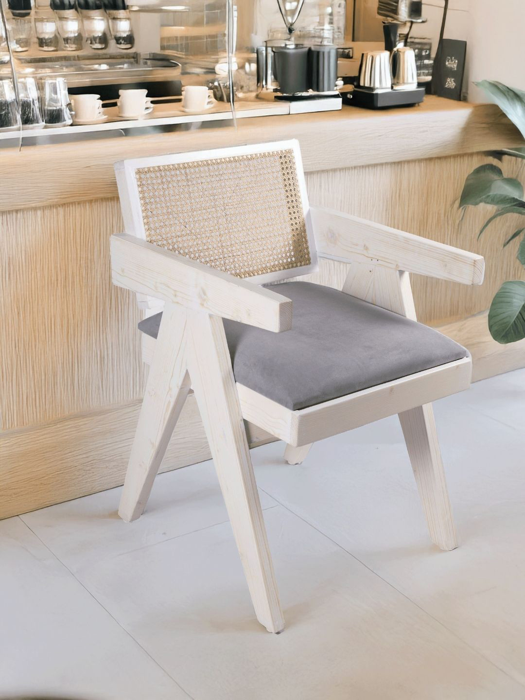 Sujan Carnival Funiture Brown & White Textured Wooden Chair