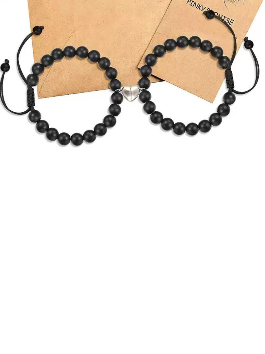 Ringzinnie Set Of 2 Stainless Steel Artificial Beaded Magnetic Bracelets