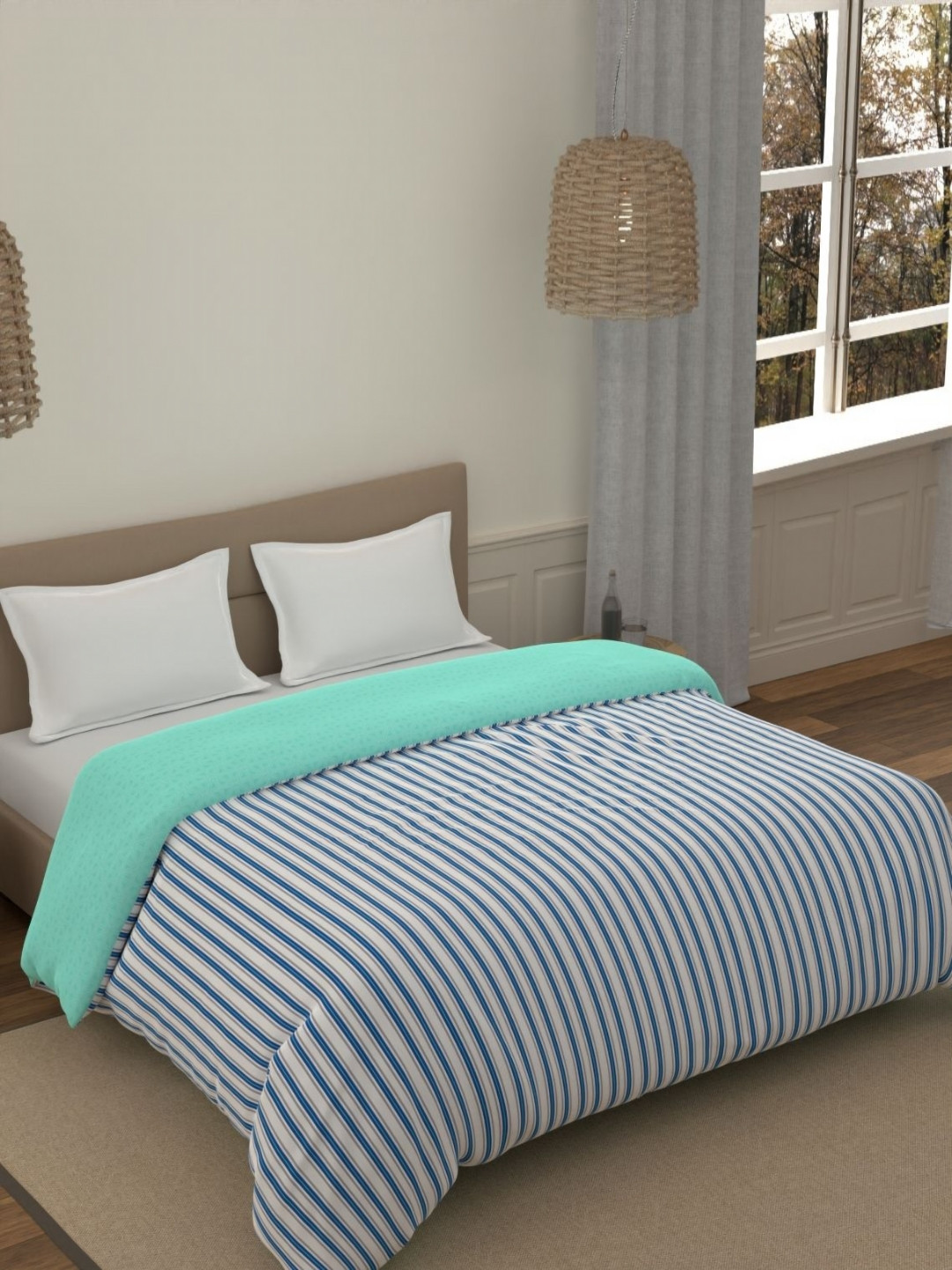Portico Fusion 144 TC Cotton Blue Double Size Comforter