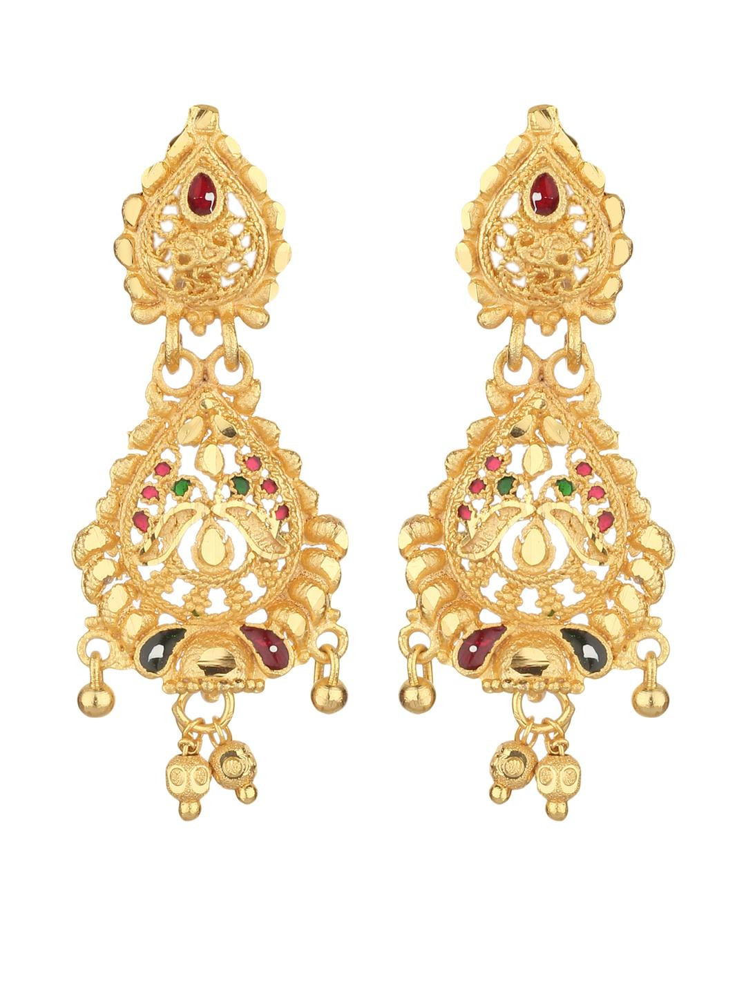 FirstBlush Gold-Plated Temple Dangler Earrings