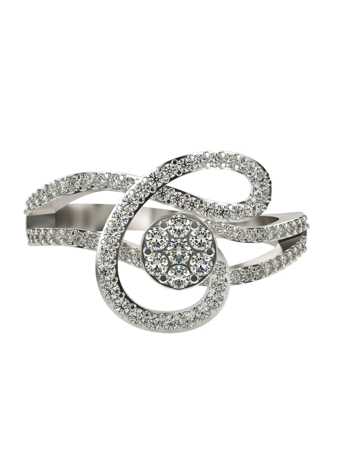 VALANOVA White Gold Plated Sterling Silver 0.60Ct Lab Grown Diamond Ring