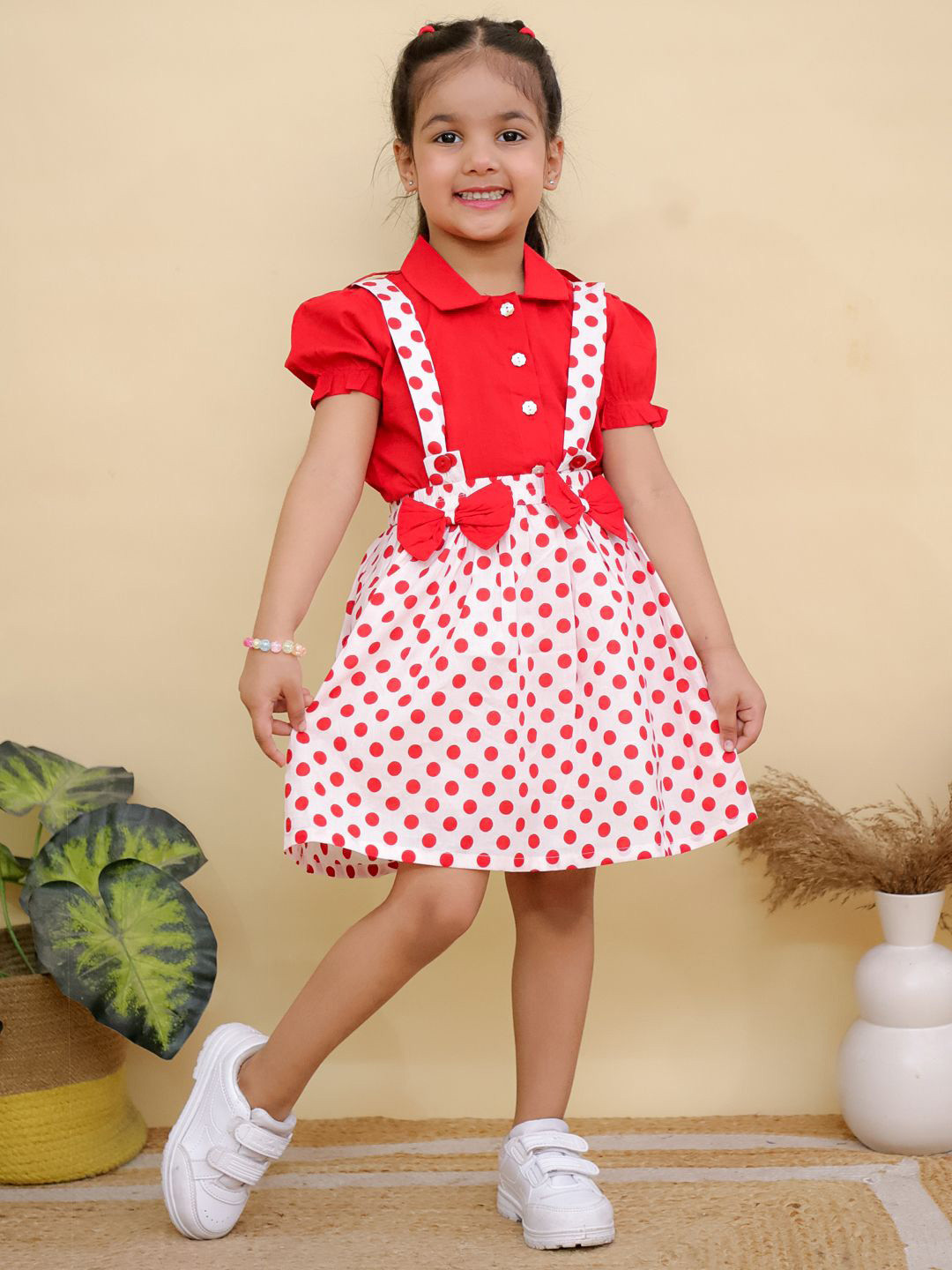 Superminis Girls Pure Cotton Shirt With Skirt