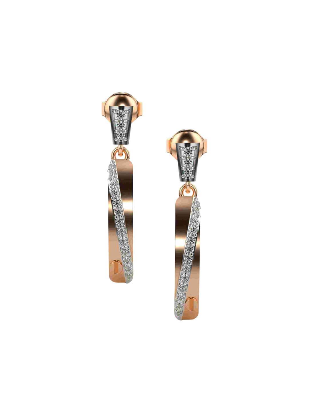 VALANOVA Women Hallmarked 14K Rose Gold & Certified Lab Grown Diamond 0.24cts Earrings