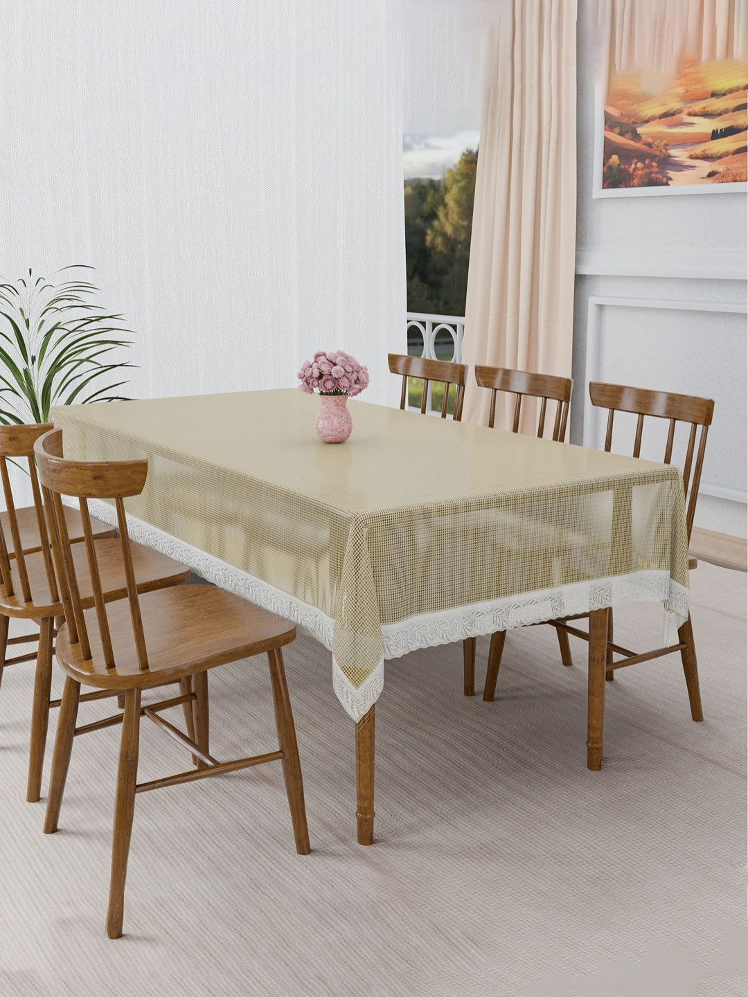 RUBOXA Brown Plastic 6-Seater Table Cover