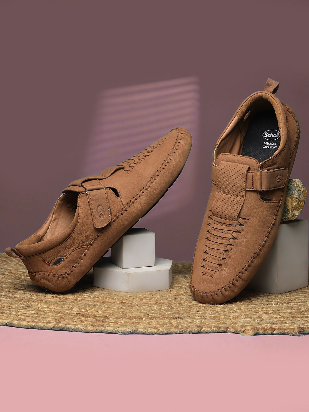 Scholl Men Comfortable Supportive Shoe-Style Sandals with Adjustable Straps