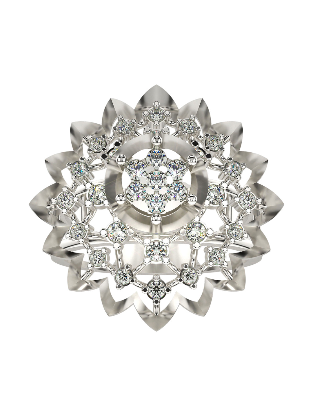 VALANOVA White Gold Plated Sterling Silver Certified 0.50 Ct Lab Grown Diamond Ring