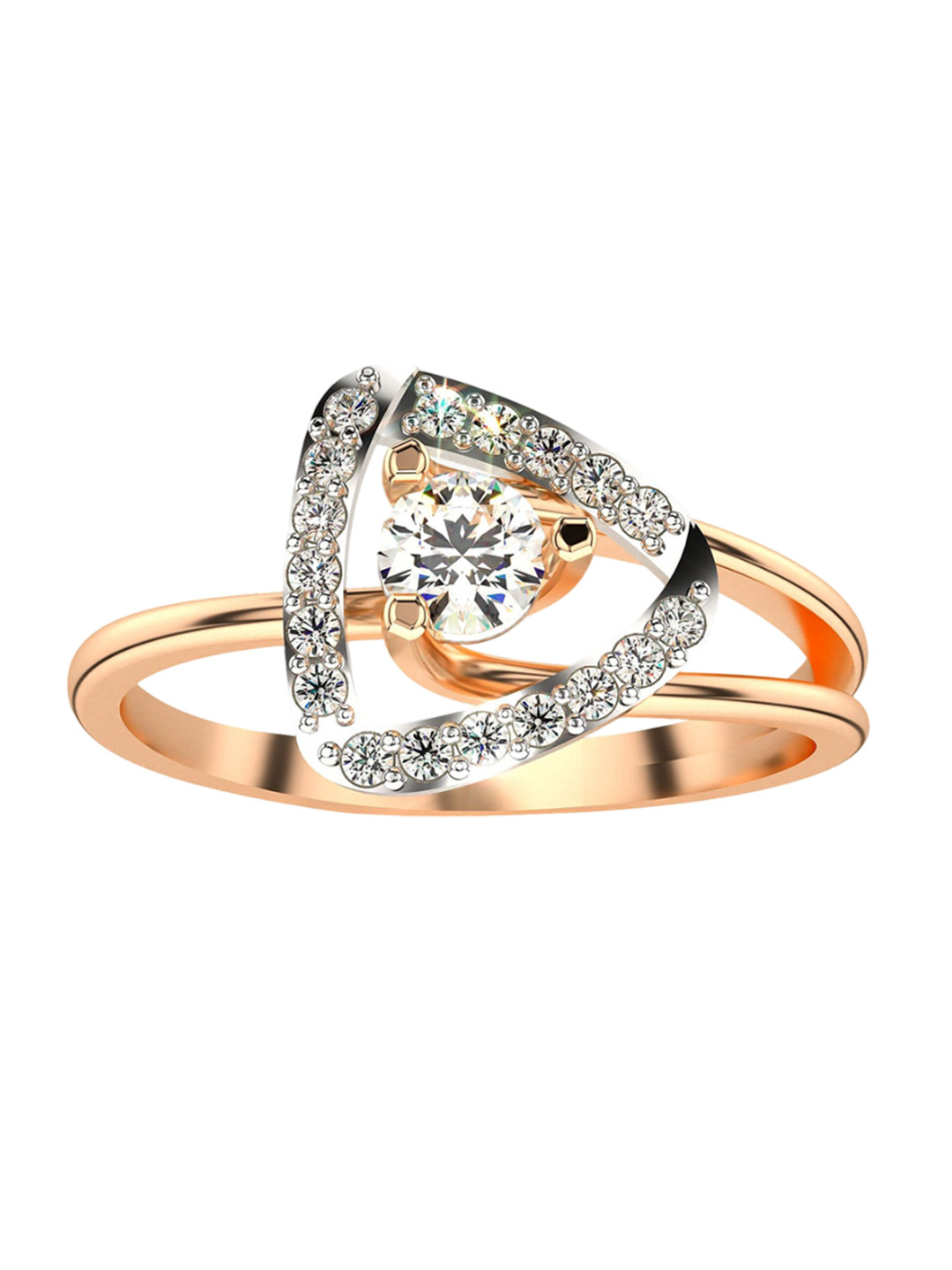VALANOVA Rose Gold Plated Sterling Silver Certified 0.34 Ct Lab Grown Diamond Ring