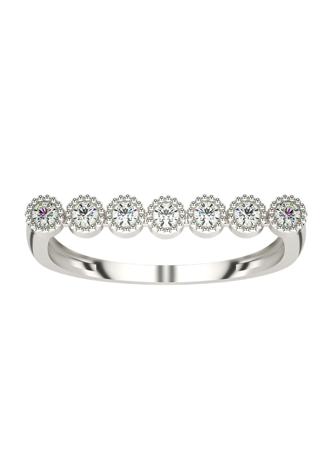 VALANOVA White Gold Plated Sterling Silver Certified 0.21 Ct Lab Grown Diamond Ring