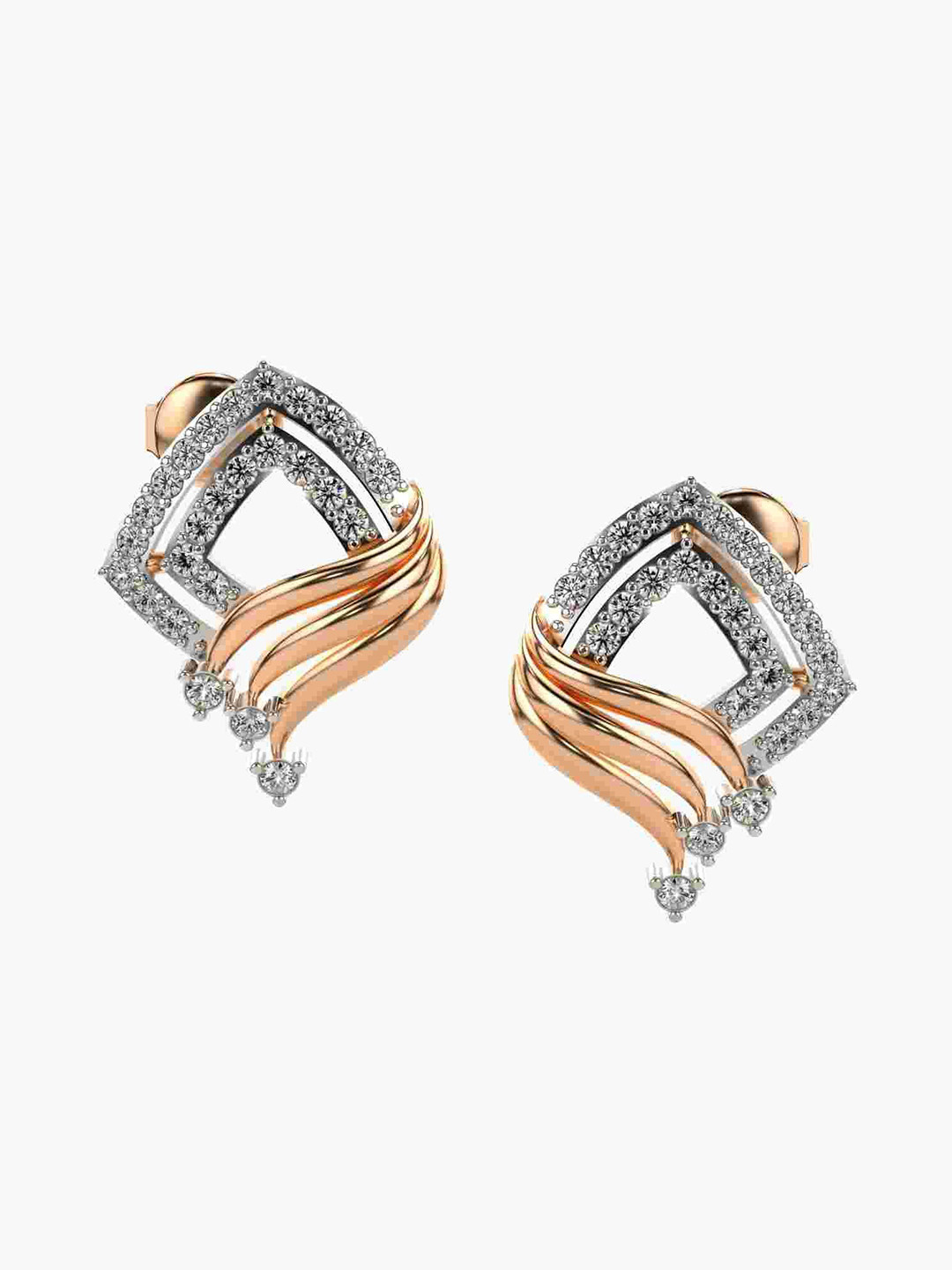 VALANOVA Women 14 Kt Gold Lab Grown Diamond Earrings 3.3 gm