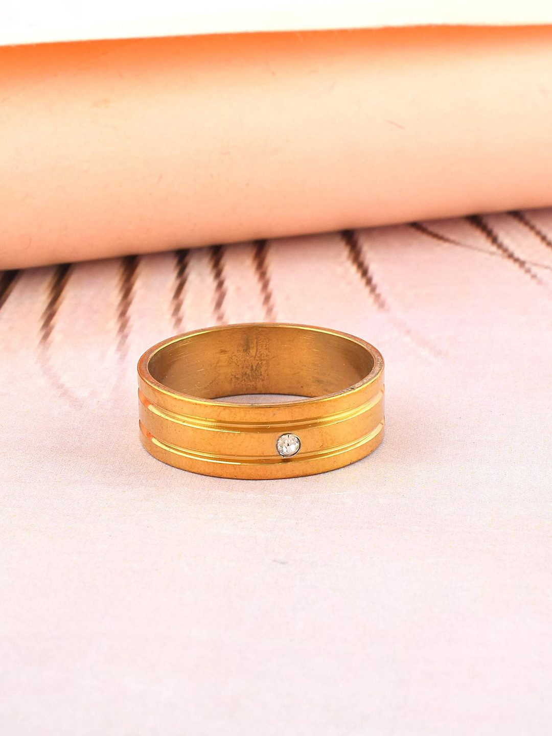 Missmister Gold-Plated Moissanite Diamond Studded Finger Ring