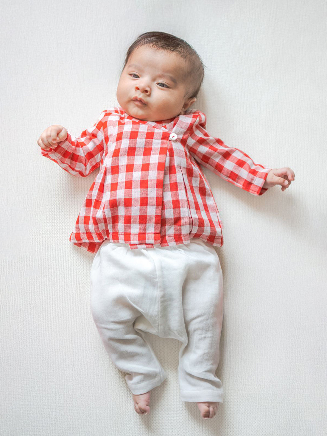 Tiber Taber Infants Checked Pure Cotton Night Suits