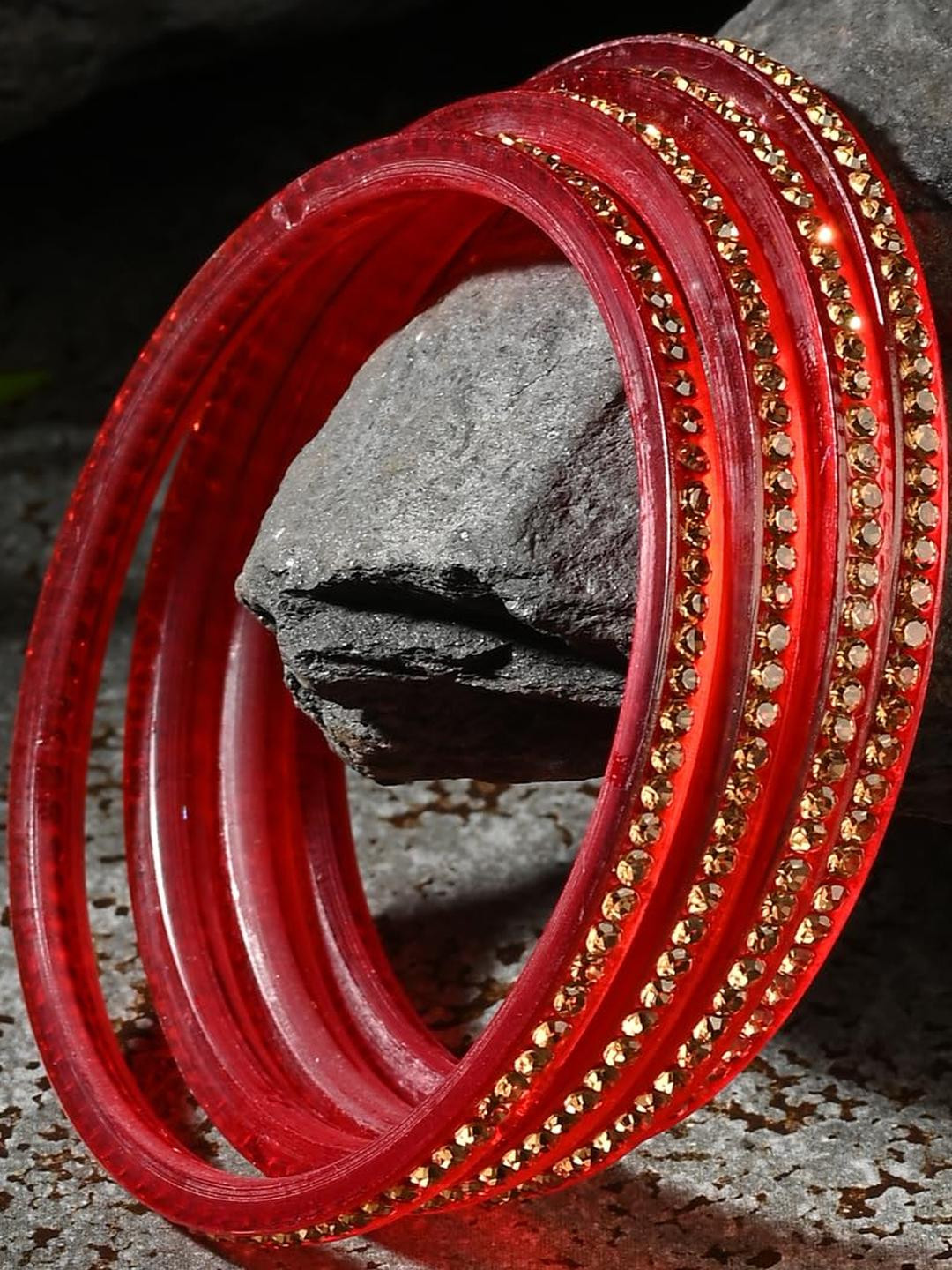1ST TIME Set of 2 Artificial Stones & Beads Studded Bangles