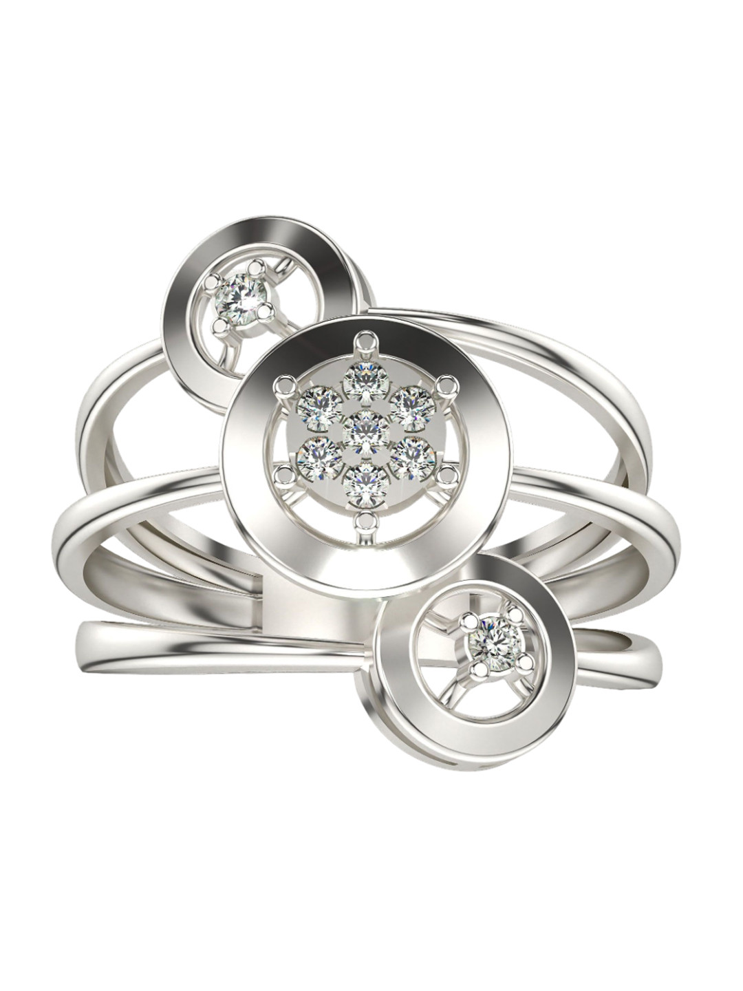 VALANOVA White Gold Plated Sterling Silver Certified 0.13 Ct Lab Grown Diamond Ring