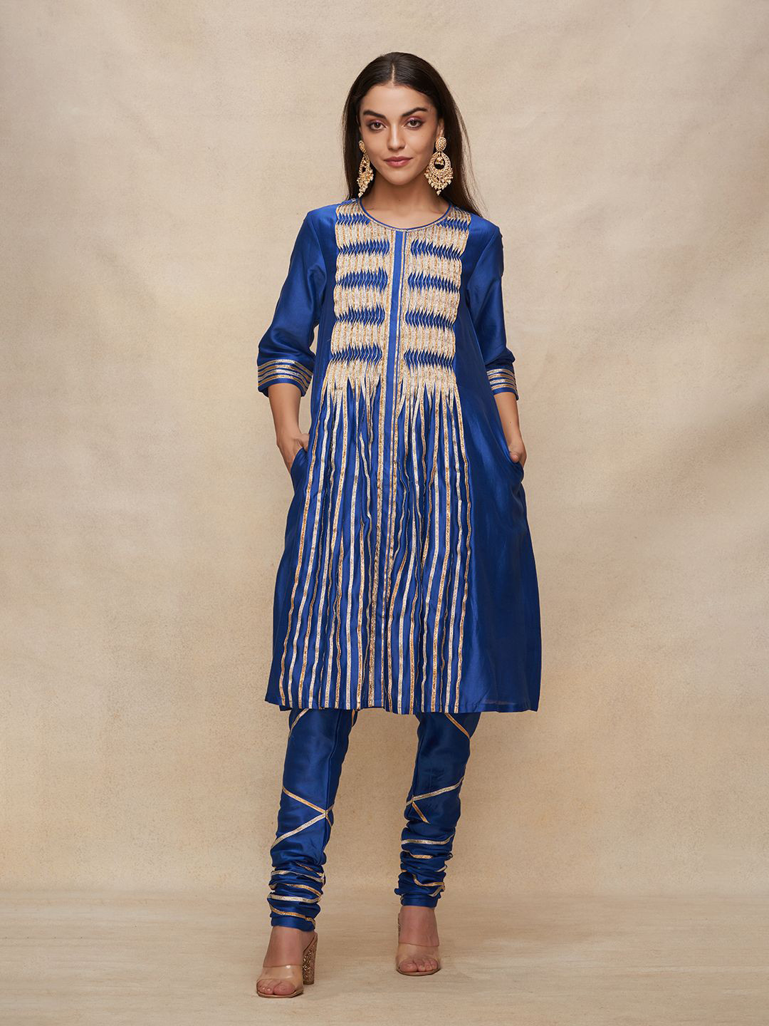 Gulabo by Abu Sandeep Gotta Patti work Round Neck A-Line Kurta