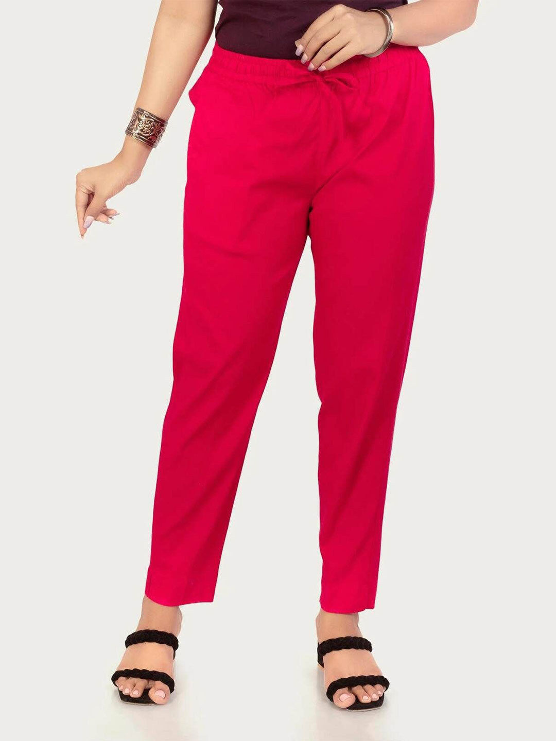 COTTON CULTURE Women Rani Pink Cotton Lycra Pant