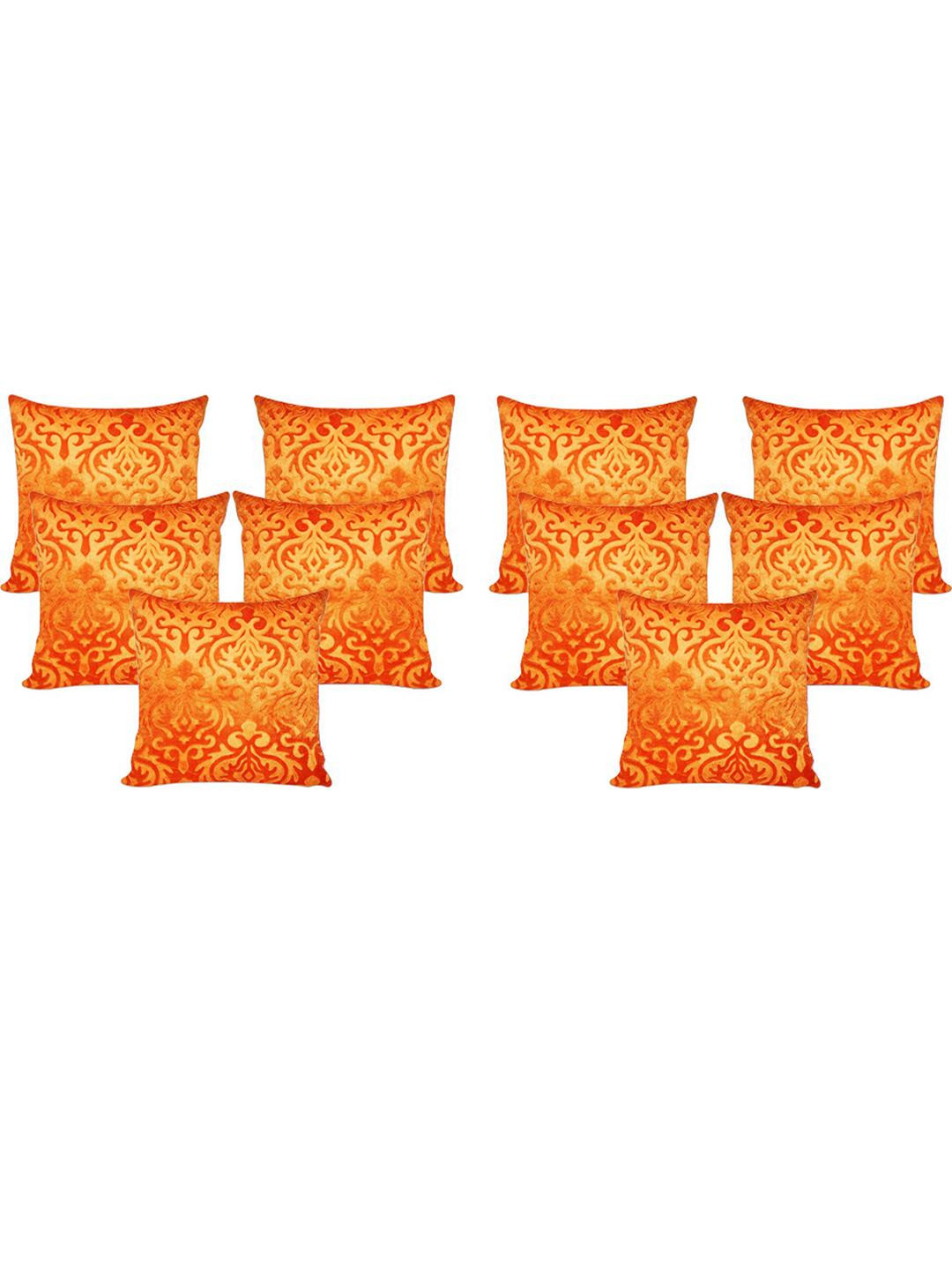 India Furnish Orange Velvet Square Cushion Cover