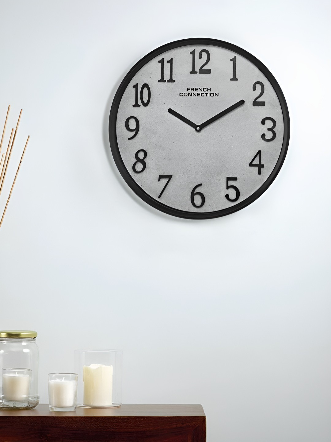 French Connection Grey & Black Printed Contemporary Wall Clock