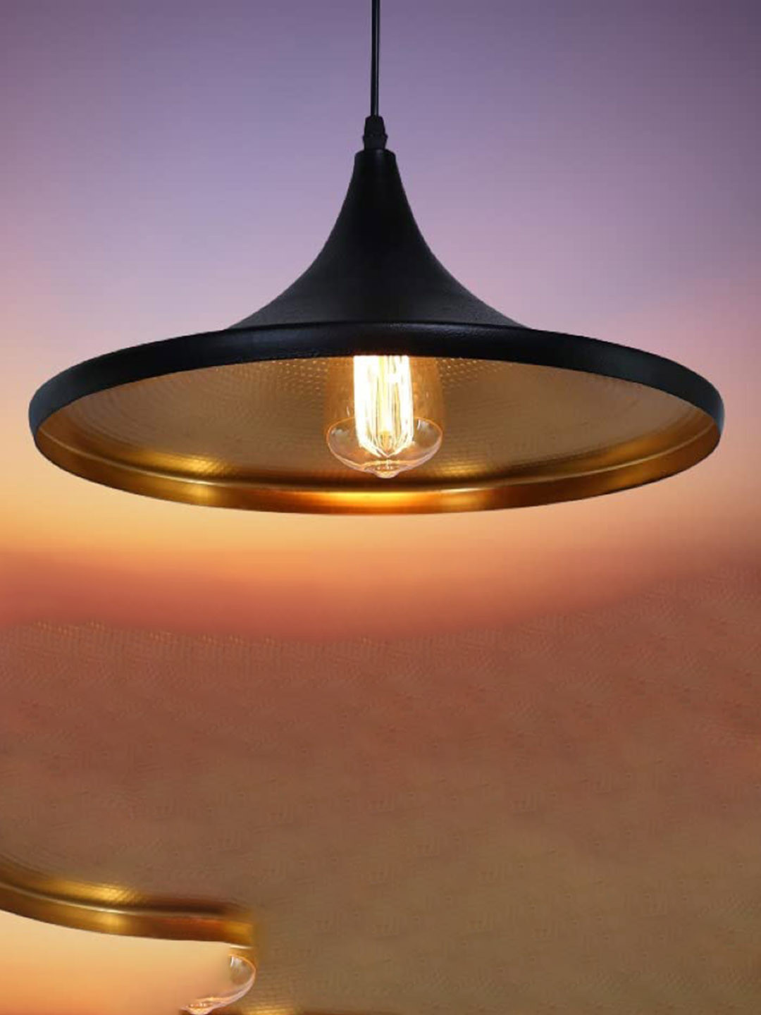 KINIS Black & Gold-Toned Aluminium Triangle Shaped Ceiling Lamp