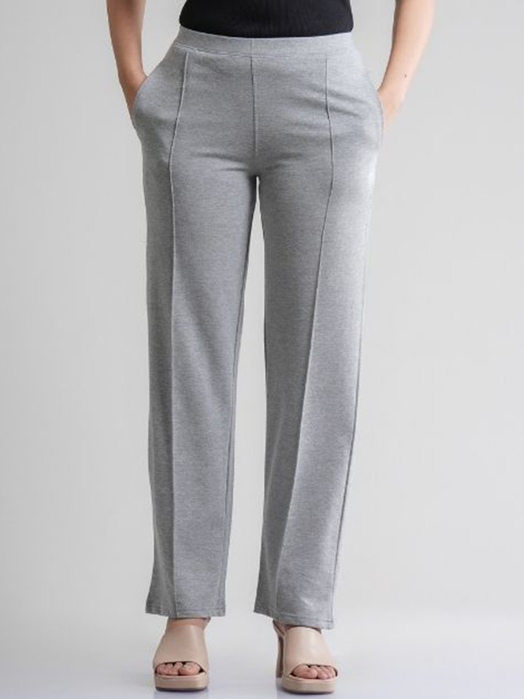 FLURR Pintuck Women Tailored Straight Fit Cotton Pleated Trousers