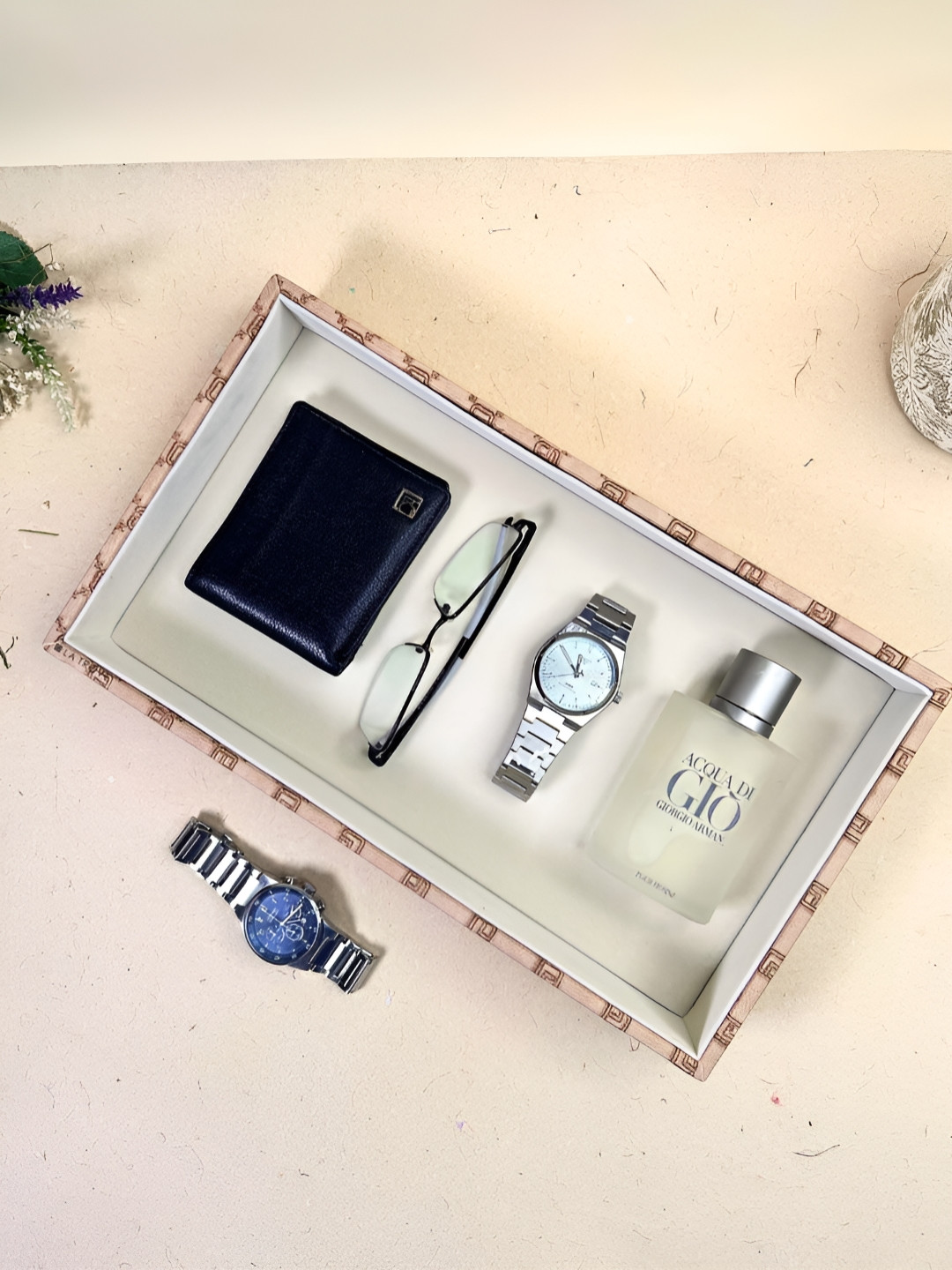 La Trove Champagne Multi- Utility Plain Leather Jewellery Organiser Tray Closet Tray