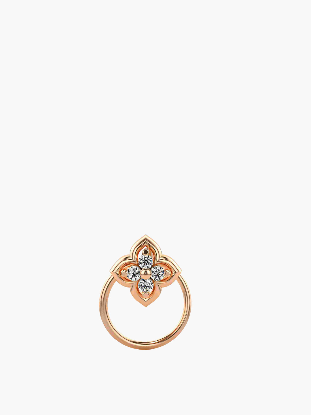 VALANOVA Women 14K Rose Gold & Certified Lab Grown Nosepin Diamond 0.39gms