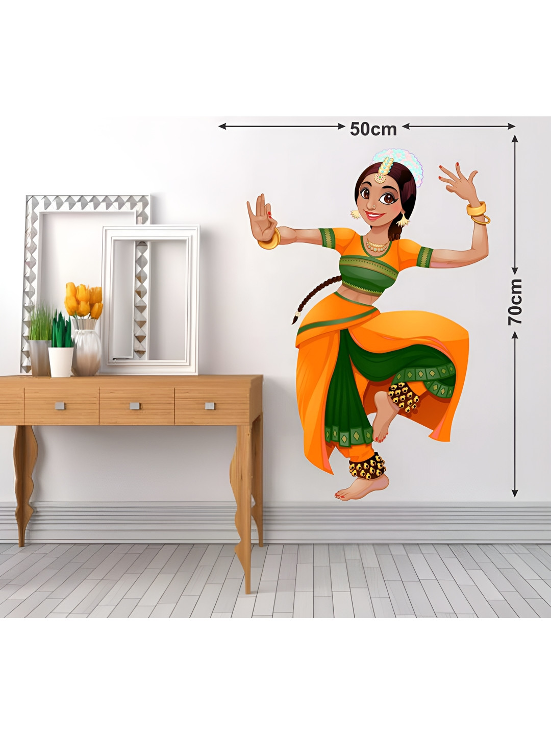 LANSTICK Orange-Colored & Green Splash-Proof Eco-Friendly Wallpaper