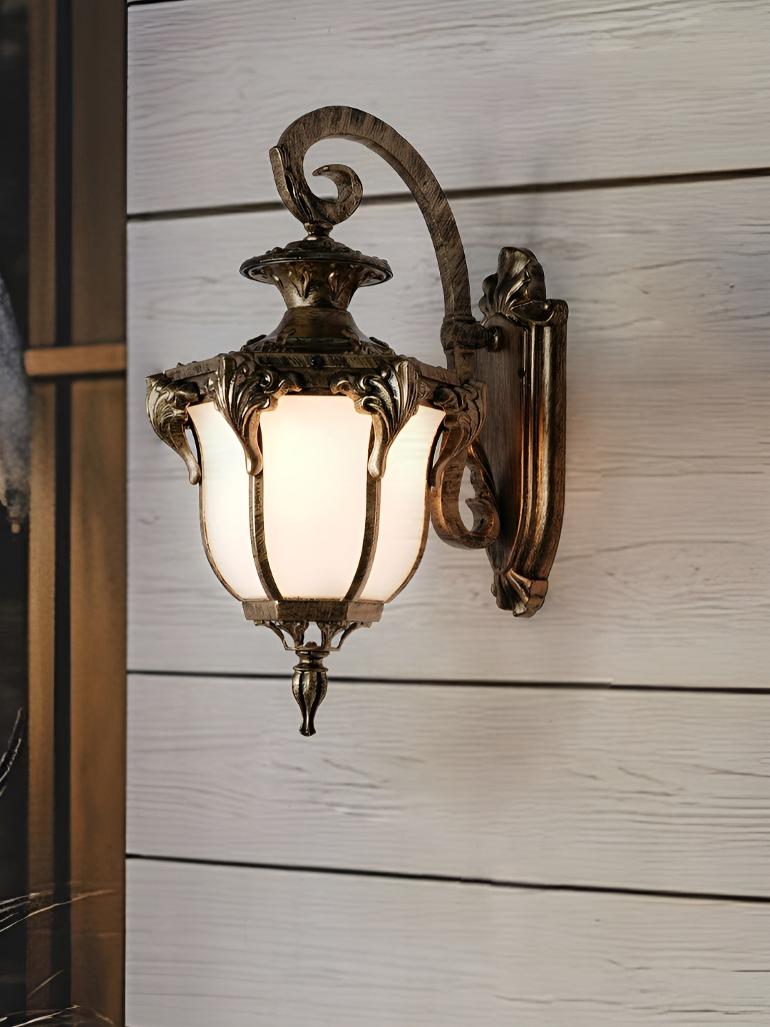 Fos Lighting Brown & White Textured Wall Sconce Outdoor Lamp