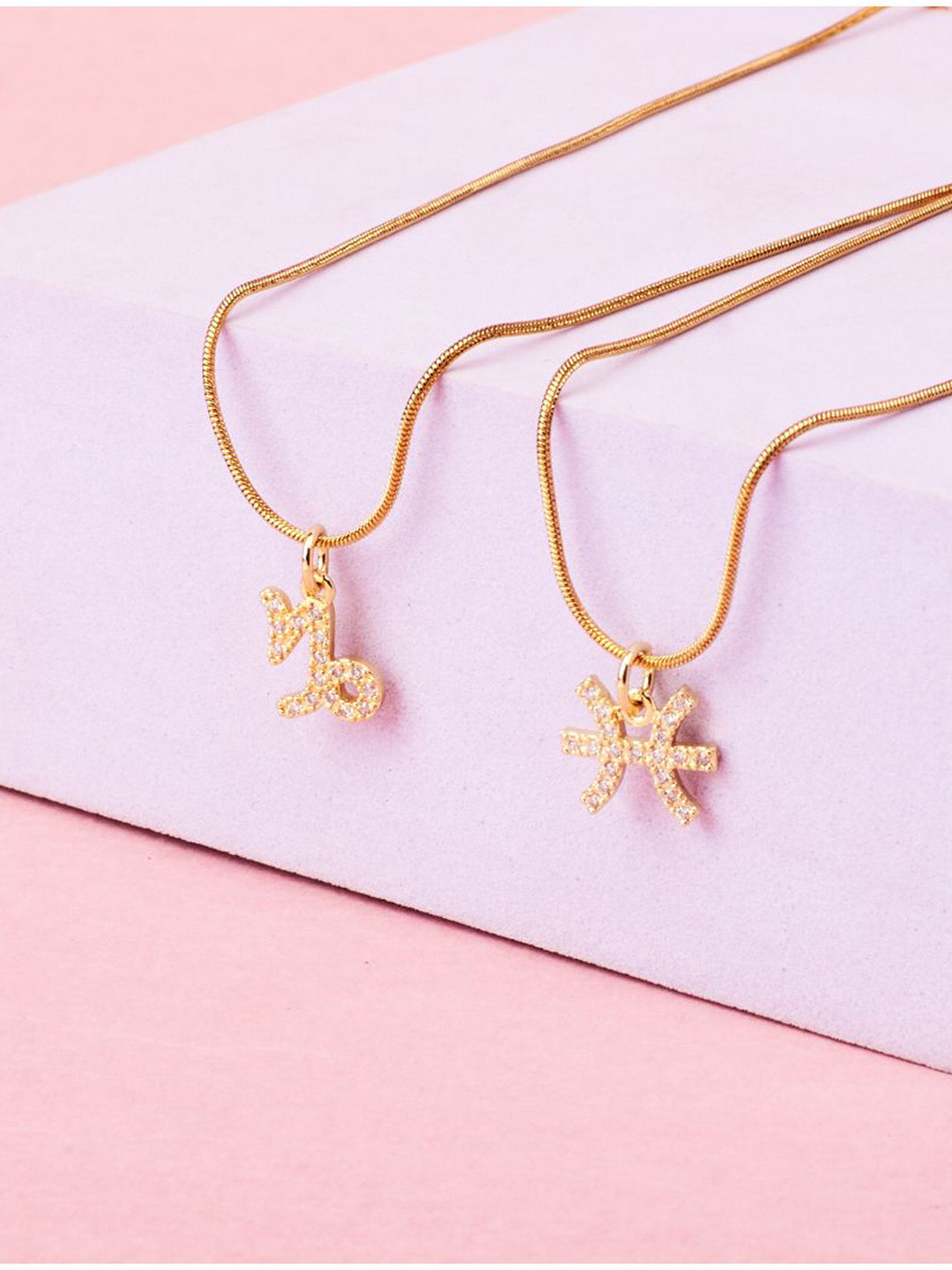 SALTY Set Of 2 Capricorn & Pisces Pendant With Chain