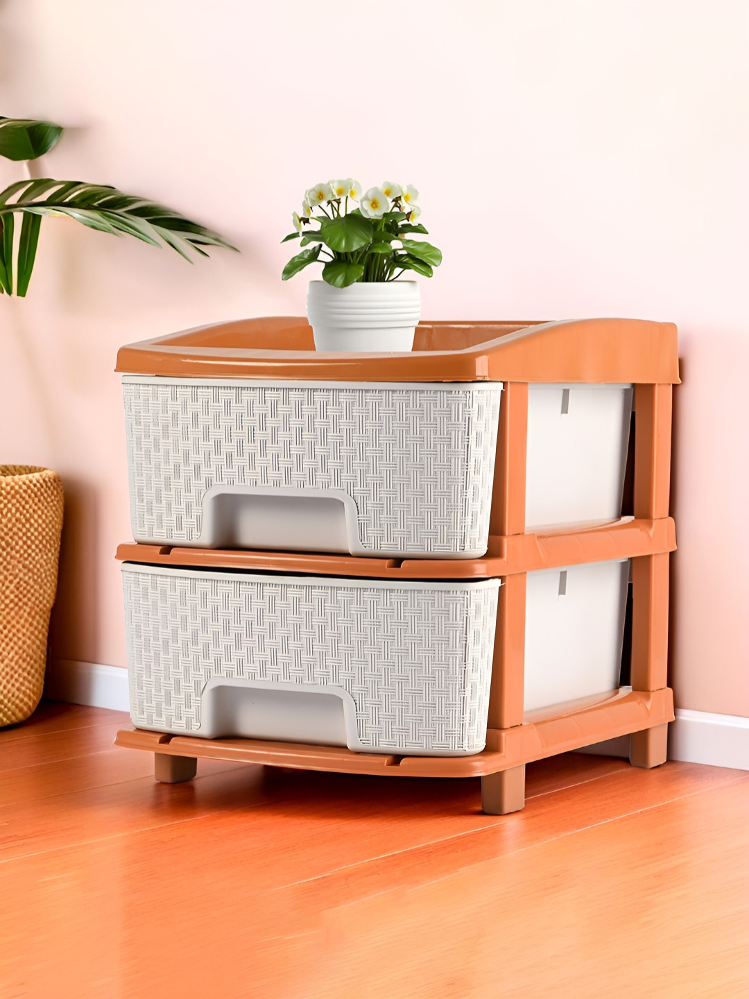 RUBOXA White Plastic 2-Layer Multi-Purpose Drawer Organiser Kitchen Storage Rack