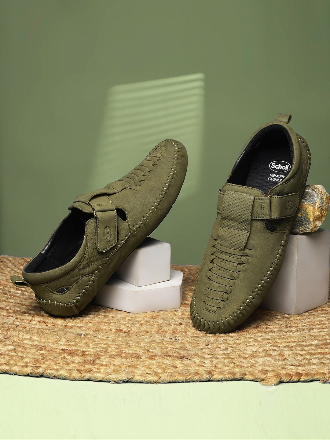 Scholl Men Comfortable Supportive Shoe-Style Sandals With Adjustable Straps