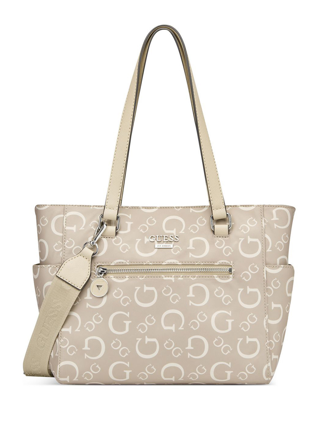 GUESS Women Madix Typography Structured Shoulder Bag