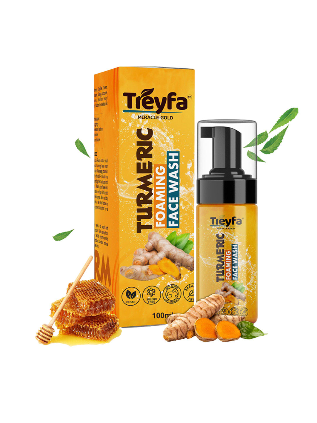 Treyfa Turmeric Foaming Face Wash With Vitamin C - 100 ml