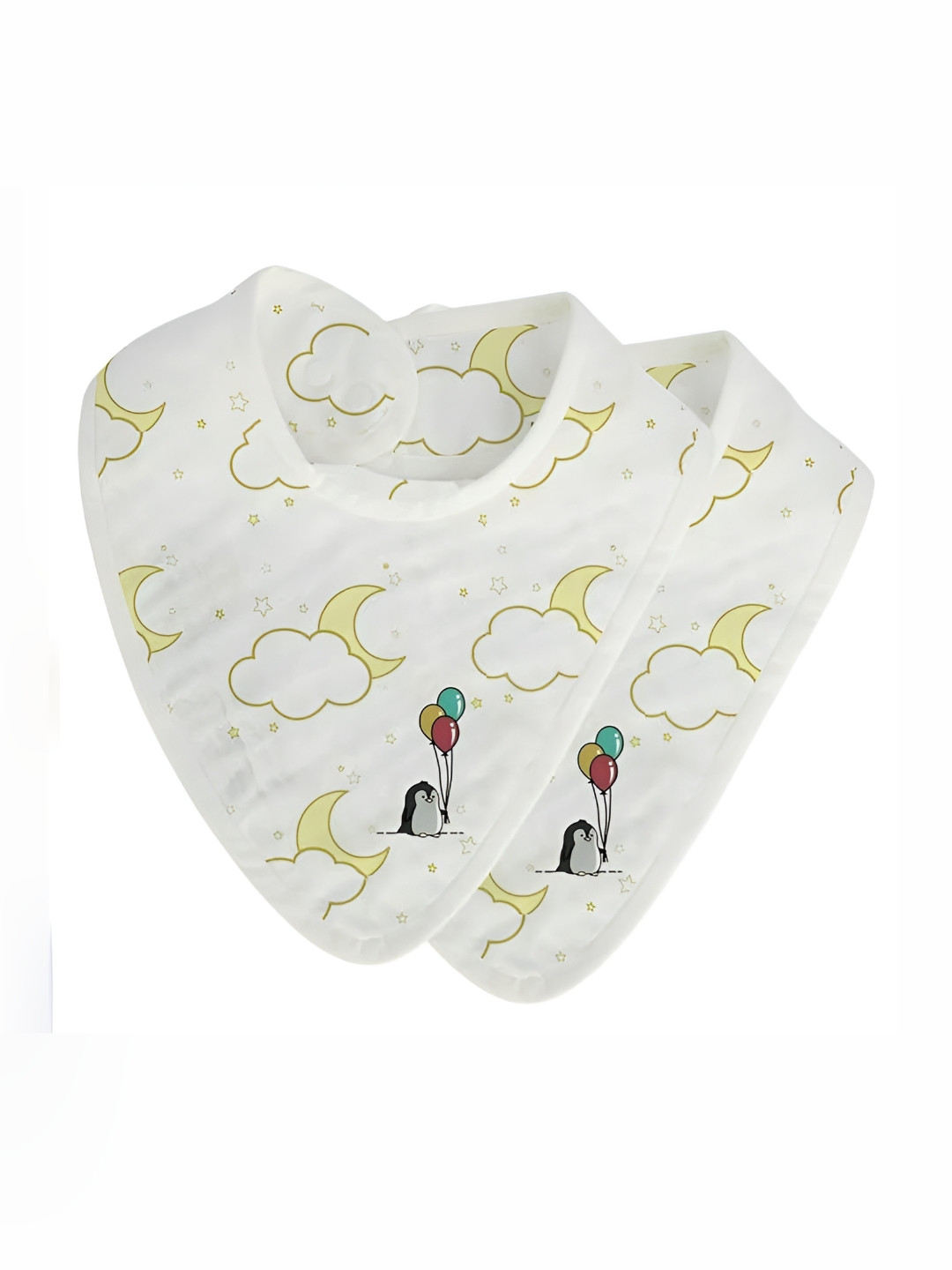 Attica Tracery 2Pcs Printed Pure Cotton Soft & Absorbent Baby Bibs