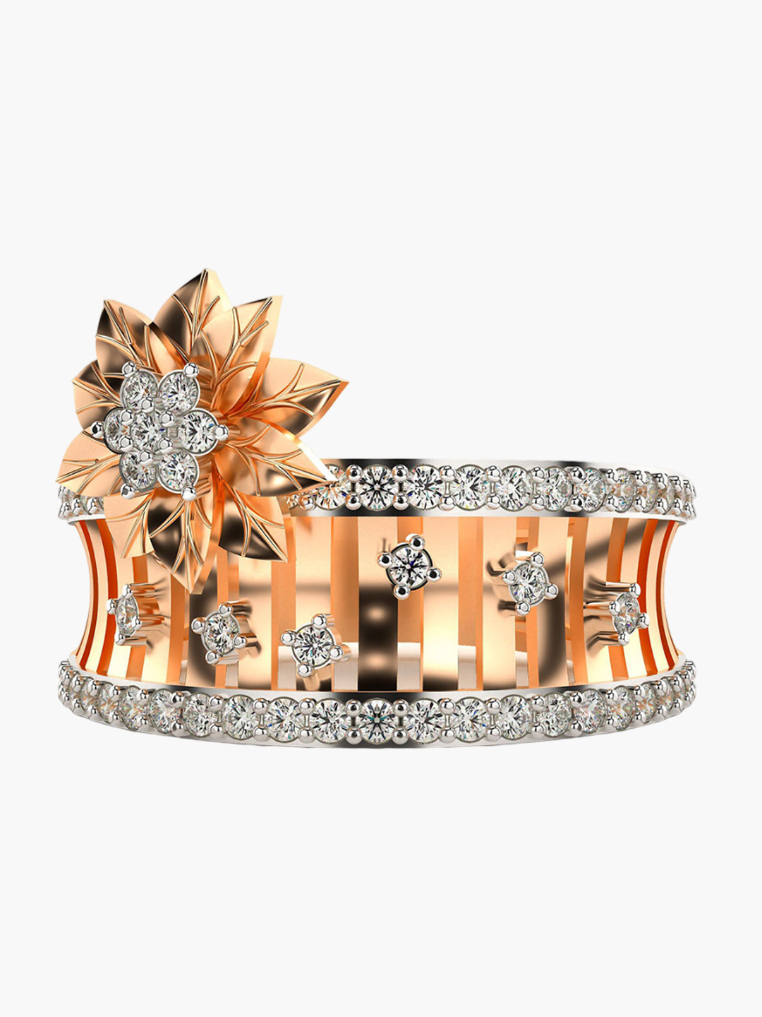 VALANOVA Rose Gold Plated Sterling Silver Certified 0.48 Ct Lab Grown Diamond Ring