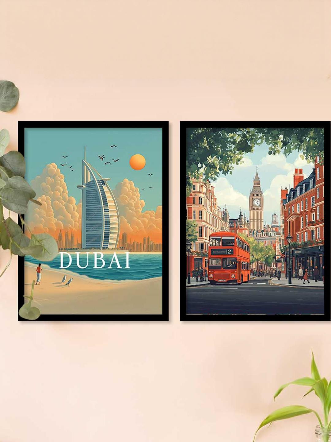 WALLLANE Multicoloured Set of 2 Piece Wood Other Wall Paintings