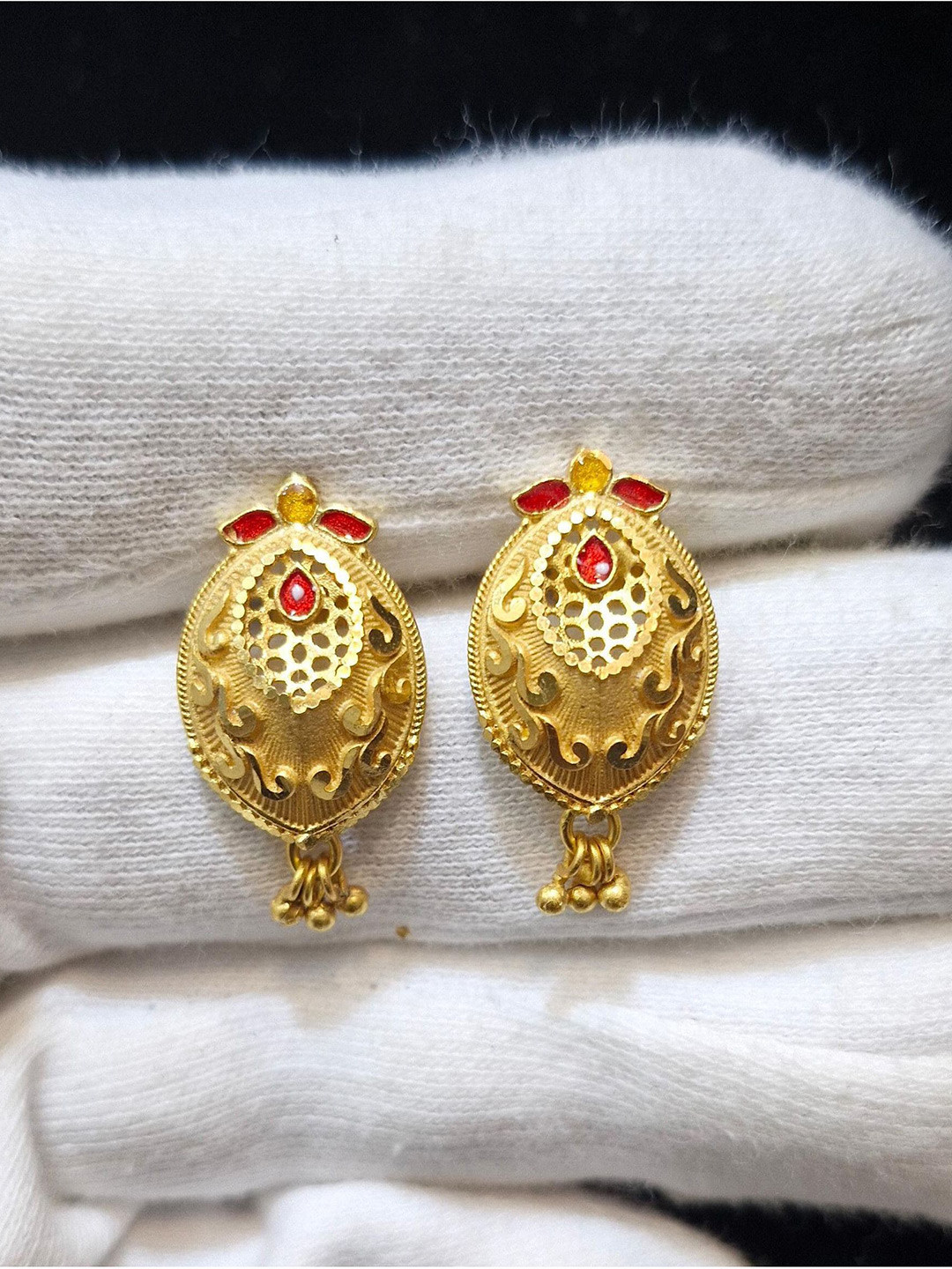 Anshenterpris Gold-Plated Hanging Sui Dhaga Contemporary Studs
