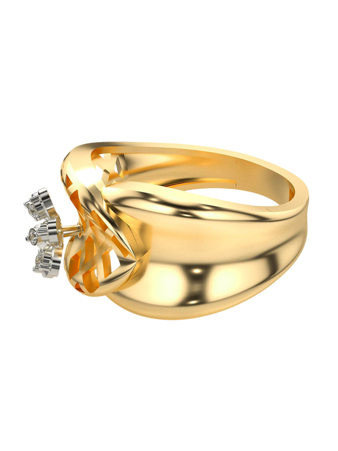 VALANOVA Yellow Gold Plated Sterling Silver Certified 0.07 Ct Lab Grown Diamond Ring