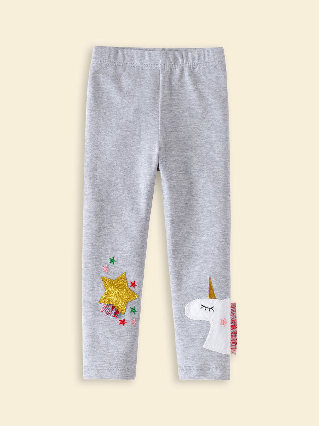 INCLUD Girls Unicorn Applique Slim-Fit Leggings