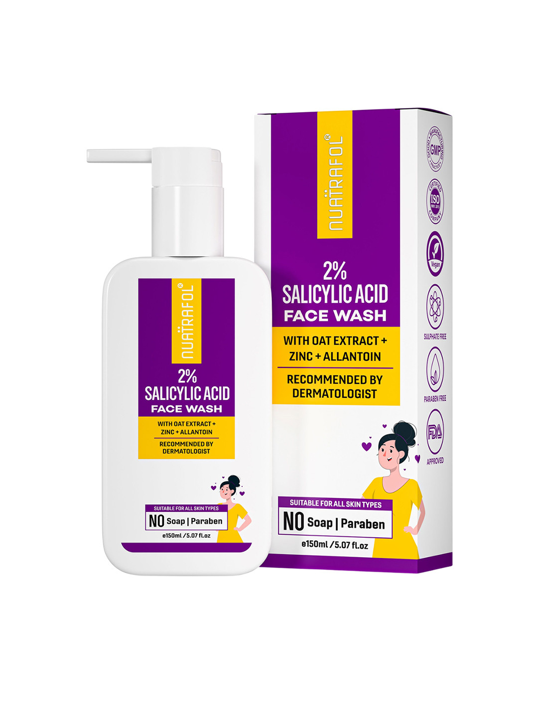 NUATRAFOL Salicylic Acid Face Wash With Oat Extract - 150 ml