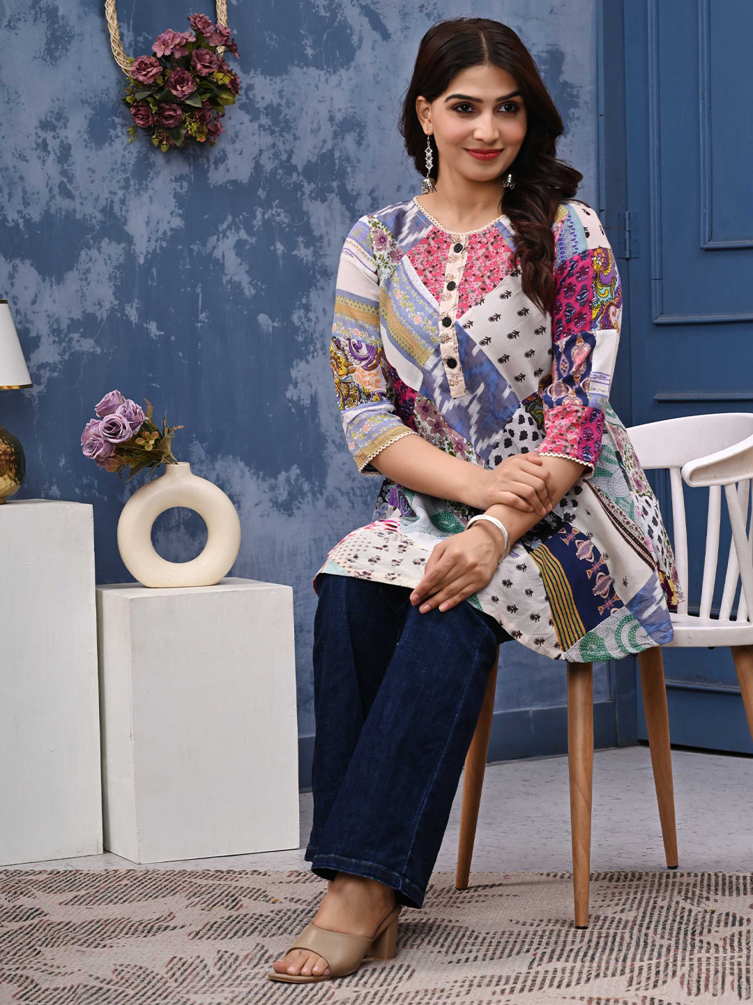 Cloth Bites Women Floral Print Cotton A-Line Top